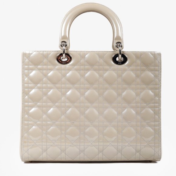Christian Dior Large Pearl Taupe Patent Leather Lady Dior - Picture 5 of 14